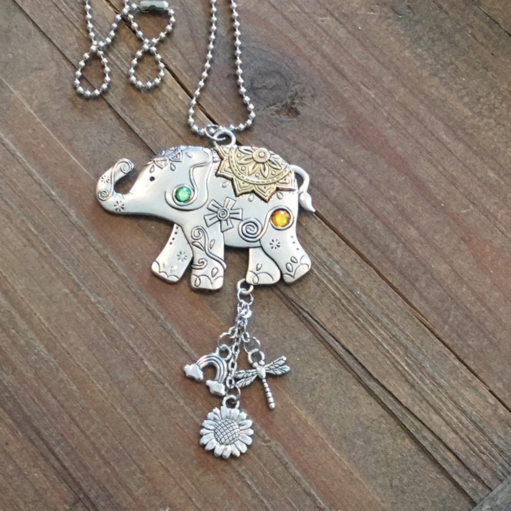 Elephant charm necklace.